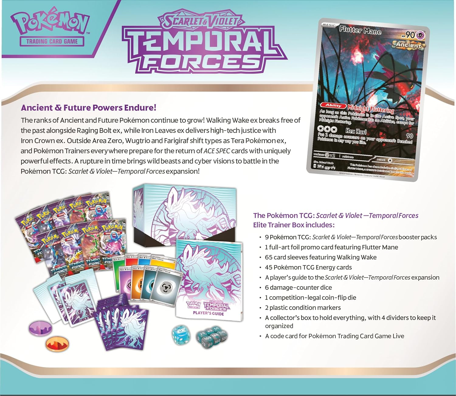 Pokemon TCG: Scarlet and Violet: Temporal Forces: Elite Trainer Box: Walking Wake