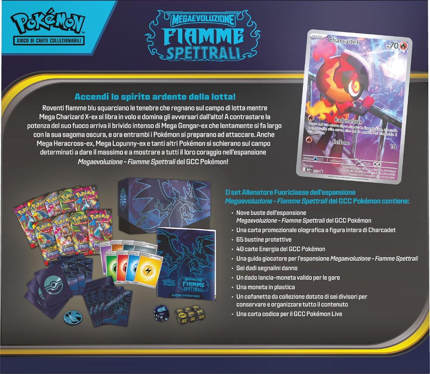 : Megaevolution Elite Trainer Set – Spectral Flames from the  TCG (A Full Length Promo Card, Nine Expansion Packs and Premium Accessories)