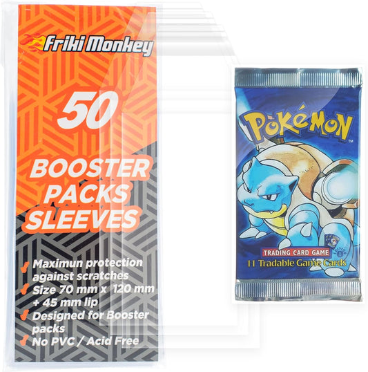 Card Sleeves for Pokemon Booster Pack, Booster Sleeves, 70 X 120 Mm Envelope Sleeves, Envelope Sleeves, Protective Sleeves for Envelopes, Pack of 50, SLBOOS25